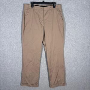 Lands End Pants 14 Khaki Tan Stretch Elastic Waist Trousers‎ Academia Neutral